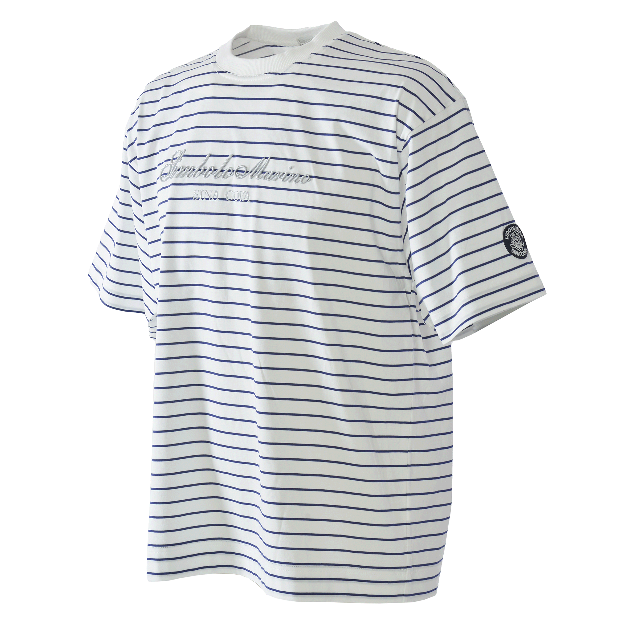 ボーダー柄ドロップショルダーTシャツ 26110570