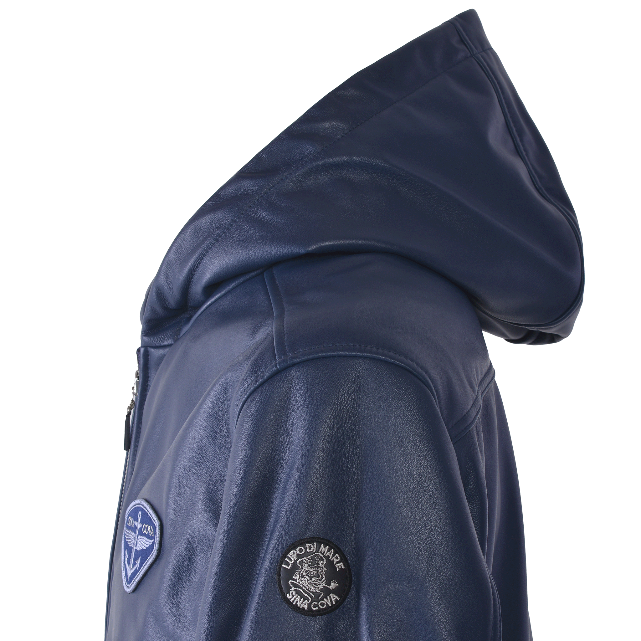 フード付きレザージャケット 25223910