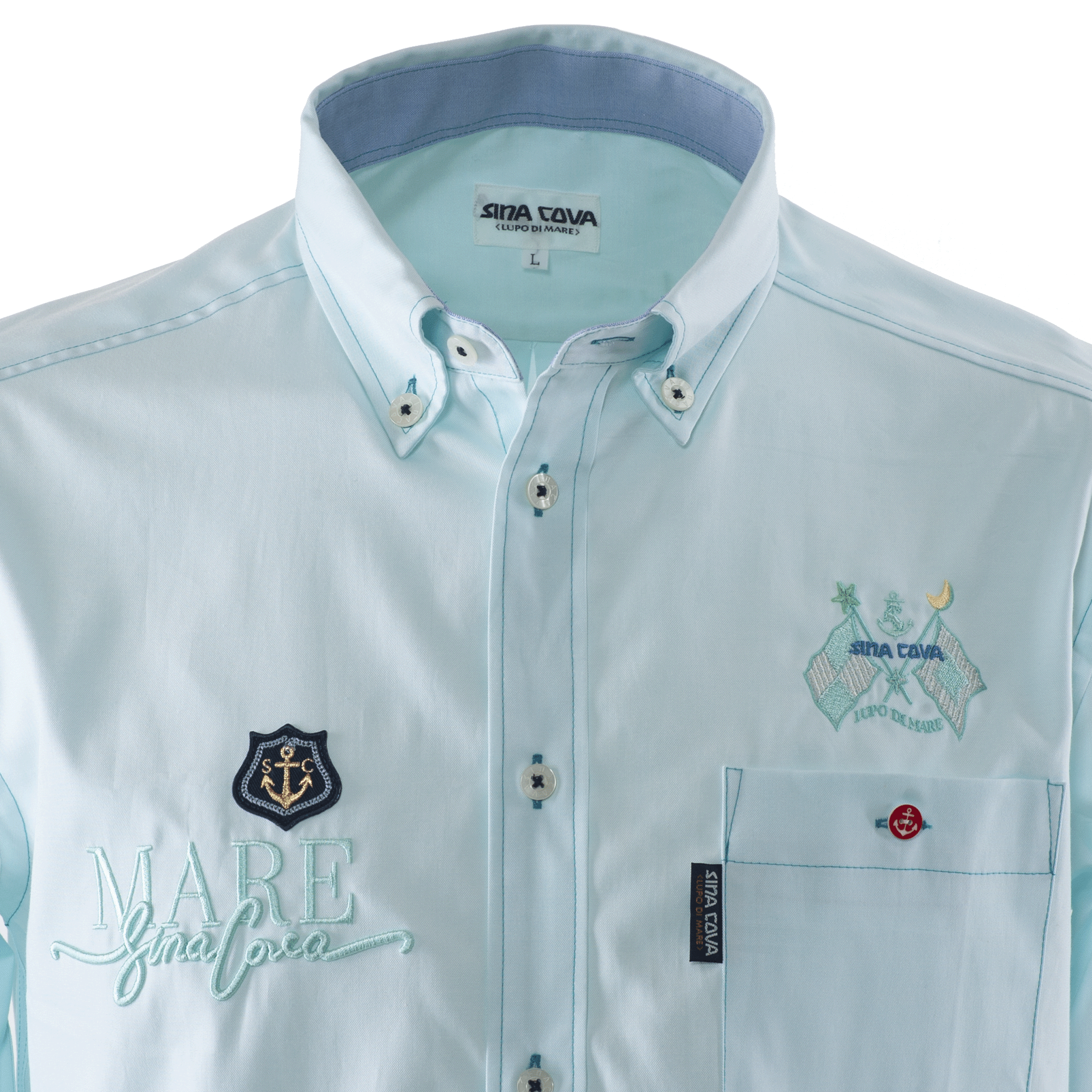 長袖ボタンダウンシャツ ワイシャツ カッターシャツ 刺繍入り スマートカジュアル 23114010