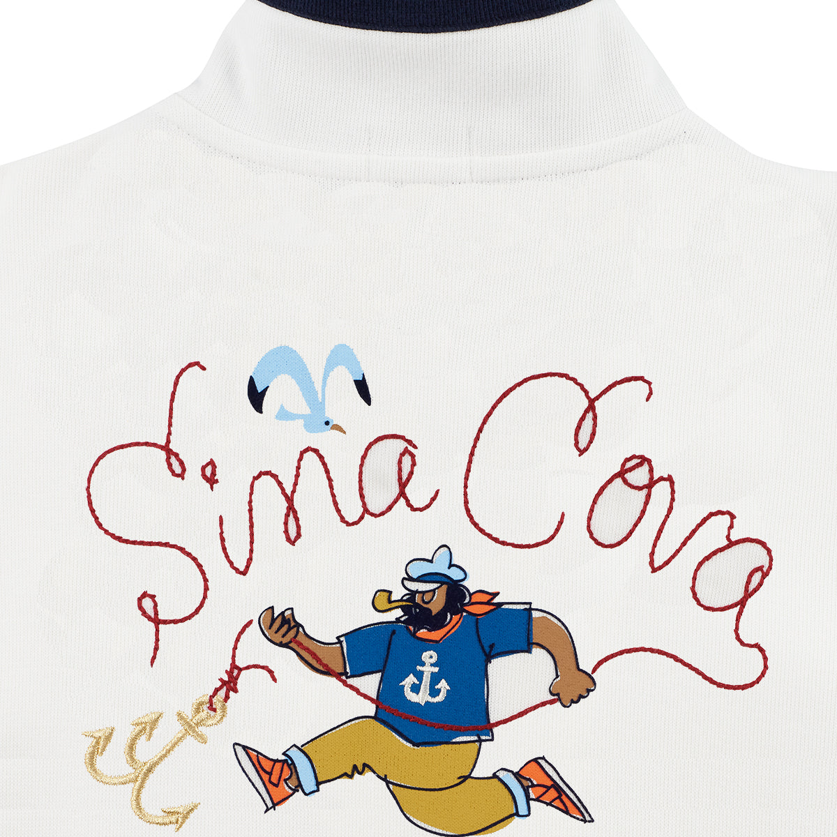 【公式】シナコバ (SINA COVA) ハーフジップトレーナー 22120010 ホワイトの刺繡部分