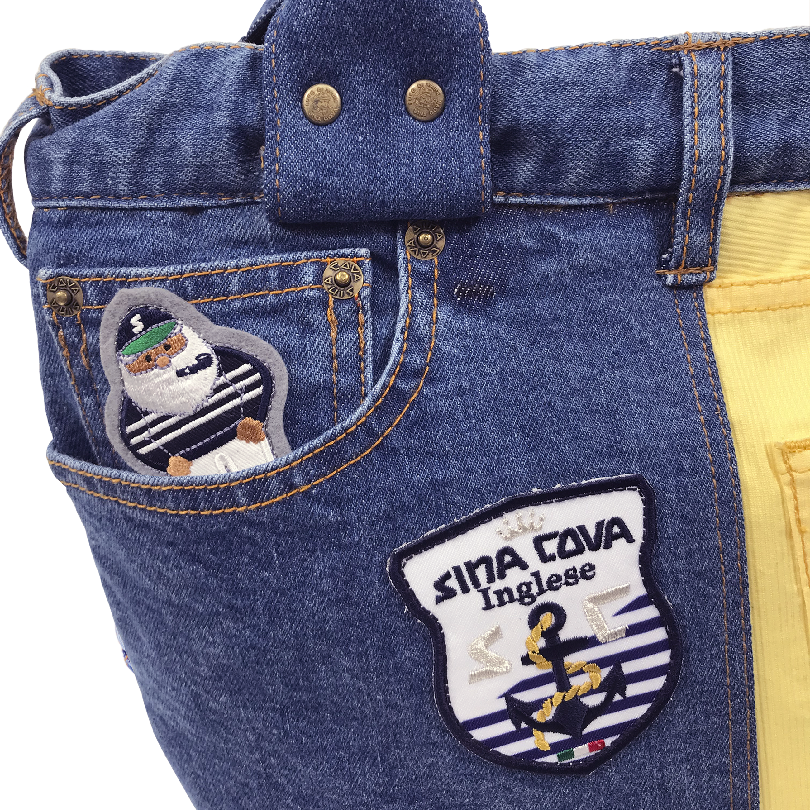 [Official] Shinakoba (Sina COVA) [One point] Remake tote back denim x yellow 10070122