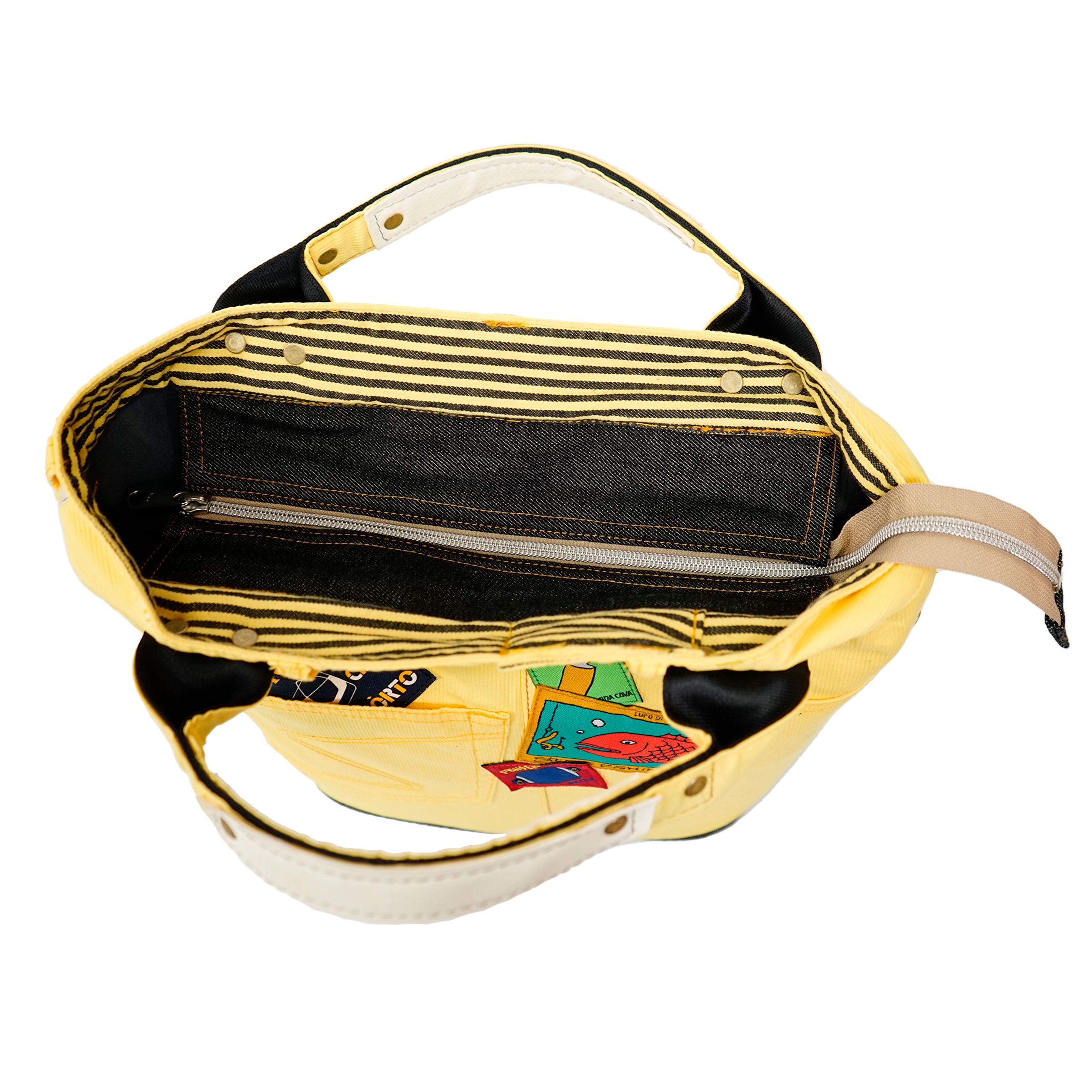 [Official] Shinakoba (Sina COVA) [One point] Remake tote back yellow x khaki 10070124