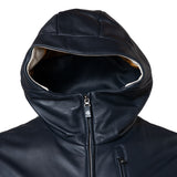 Leather blouson with hood 18223910