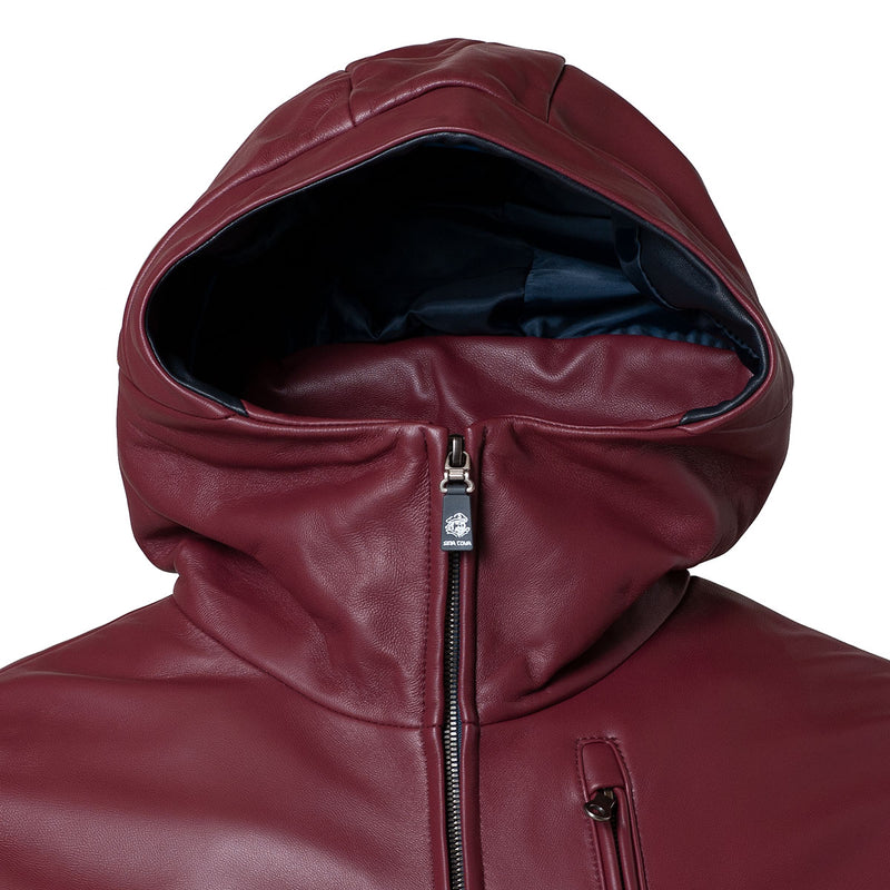 Leather blouson with hood 18223910